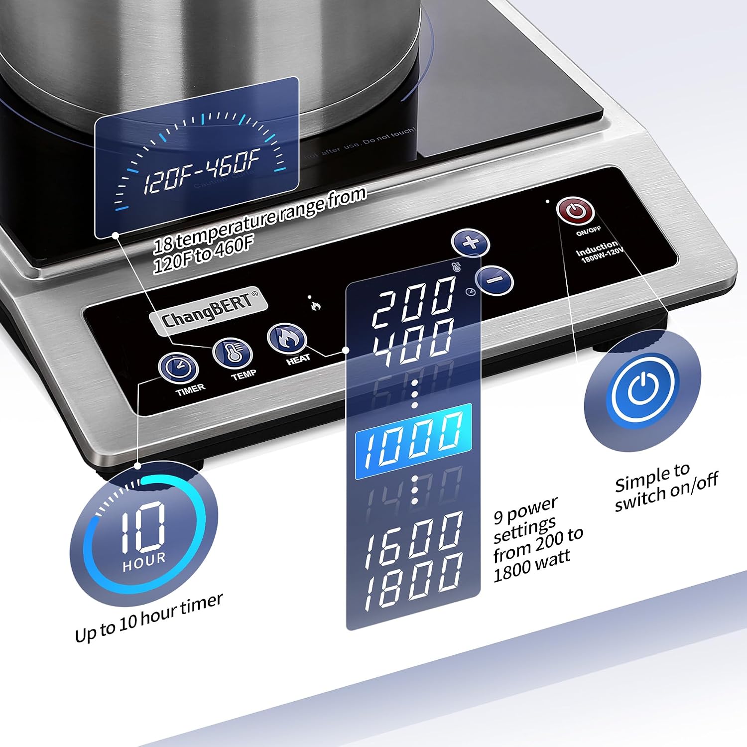 인덕션 쿡탑, 상업용 휴대용 쿠커, 대형 8인치 가열  - Induction Cooktop Portable 리뷰 및 가격
